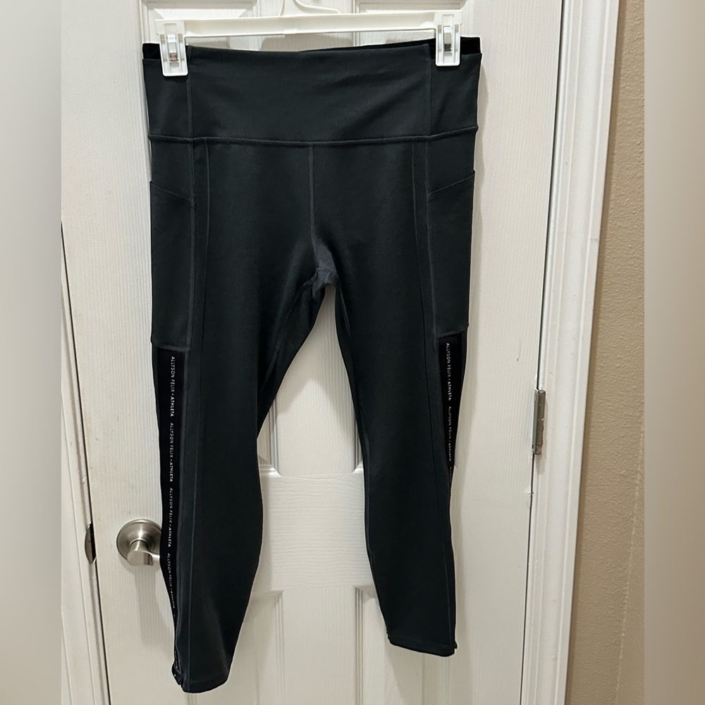 ALLYSON FELIX X Athleta limited edition leggings size Large gray black